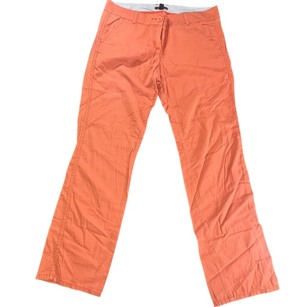 Tommy Hilfiger Womens Orange Cotton Wide-Leg Pants Size 8